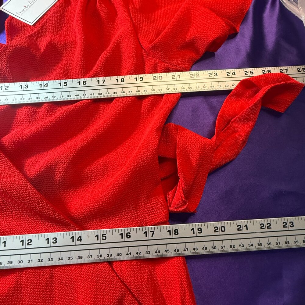 New πPremier Amour Feminine & Romantic Fire Red Romper with Pockets - Picture 13 of 16
